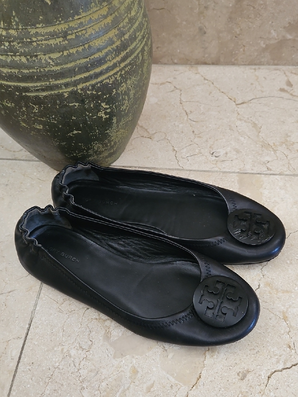 Tory Burch Leather Women's Ballet Flats with Logo Medallion - Picture 3 of 16
